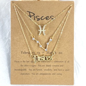 Collar de tres capas con incrustaciones de circonia, 12 Constelaciones, símbolos, cadena chapada en oro, colgante con letras iniciales, regalo, nuevo - Product Image 6