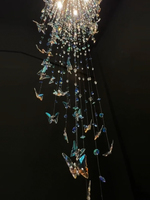 Lustre moderne en verre de Murano en forme de papillon, long et suspendu, pour la décoration d'éclairage de restaurant, d'hôtel, de villa et d'escalier