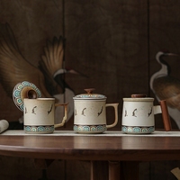 Tasse en céramique créative Dunhuang avec couvercle et filtre, tasse à thé de bureau haut de gamme, tasse à séparation thé et eau