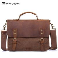 Porte-documents rétro en toile pour hommes Crazy Horse Sac à main en cuir pour ordinateur portable