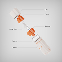 Bouteille de lotion en plastique personnalisée de 15ml 50ml pompe airless PP pour crème de soin shampooing emballage de cosmétiques logo de couleur personnalisable