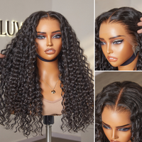 Perruques sans colle longue vague d'eau de luxe cheveux humains Flexi-Fit Invisible cordon 13x4 dentelle frontale moelleux bouclés perruque brésilienne crue