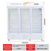 Réfrigérateur-congélateur vitré à double température avec refroidissement par air, sans givre et 2 portes, pour usage domestique ou commercial