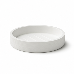 Juego de Baño Minimalista Moderno de Poliresina Blanca, Accesorios con Textura Lineal Fina y Acabado de Goma Mate - Product Image 4