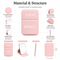 Miroir de maquillage pliable portable avec logo personnalisé, miroir de vanité compact avec housse en PU, options multicolores pour les voyages, les cadeaux et l'usage quotidien