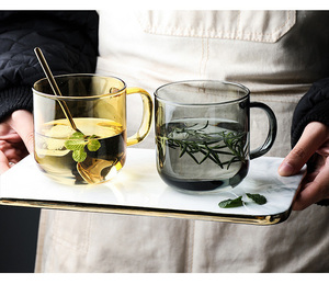 Tasses à petit-déjeuner modernes et colorées en verre borosilicate de haute qualité avec poignée, grande capacité, 56H - Product Image 3