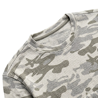 T-shirt personnalisé pour homme en maille gaufrée à manches longues, coupe ample et oversize, imprimé camouflage numérique, en coton de haute qualité