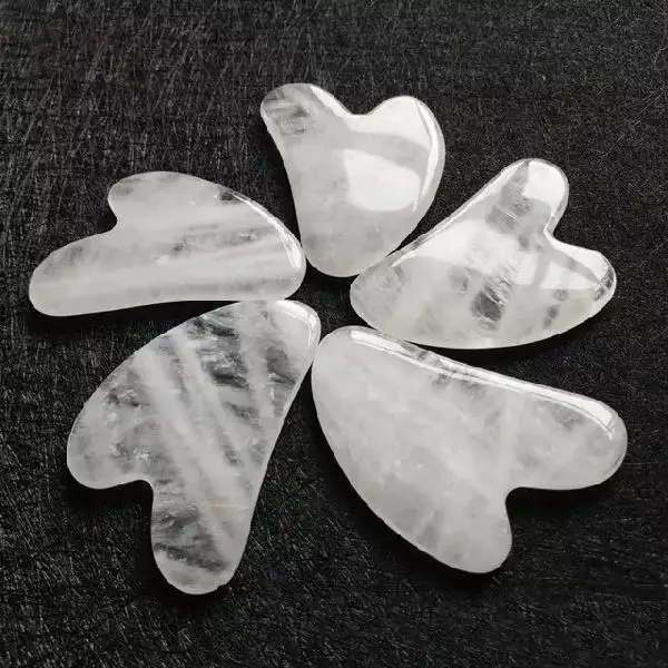 고품질 명확한 수정같은 Gua Sha 얼굴 공구 아름다움 얼굴 마사지 기계 백색 수정같은 비취 개인 상표 Guasha 돌