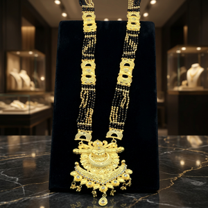 Wholesale 24K Micro Gold Plated Brass AD Stone <b>Long</b> Mangalsutra Big Pendant Traditional Wedding <b>Necklace</b> 36 Inches Women's - Product Image 3