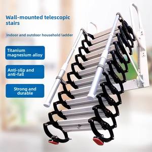 Échelle élévatrice télescopique pliante rétractable au design moderne fixée au mur pour la maison ou l'extérieur - Product Image 4