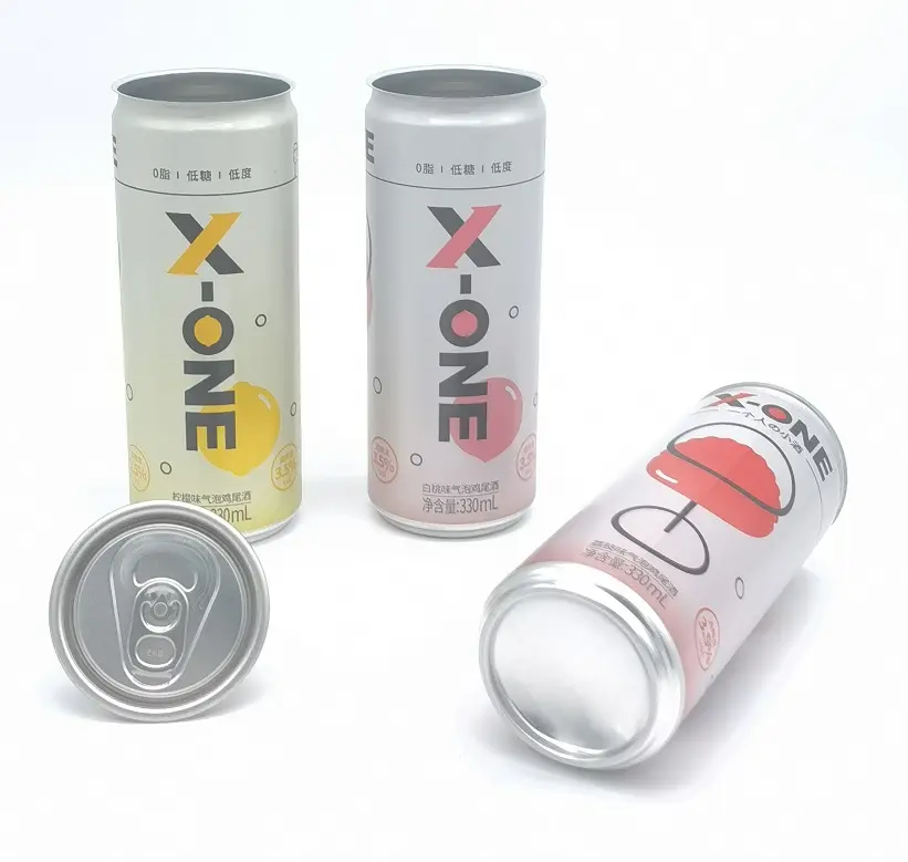 custom 250ml 200 330 ml 500ml sleek 355 print aluminum can juice Soda Coffee Energy Drinks sleeve metal packaging cans with lid