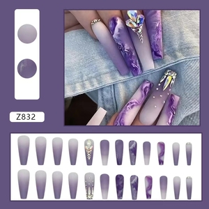 24 Uds <span class=keywords><strong>uñas</strong></span> postizas <span class=keywords><strong>con</strong></span> pegamento diseño <span class=keywords><strong>de</strong></span> <span class=keywords><strong>flores</strong></span> ataúd largo bailarina francesa cubierta completa puntas <span class=keywords><strong>de</strong></span> <span class=keywords><strong>uñas</strong></span> <span class=keywords><strong>acrílicas</strong></span> prensa en las <span class=keywords><strong>uñas</strong></span> - Product Image 6