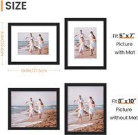 8x10 Set bingkai foto 5, gambar Display 5x7 dengan tikar atau 8x10 tanpa tikar, bingkai foto galeri dinding, HITAM