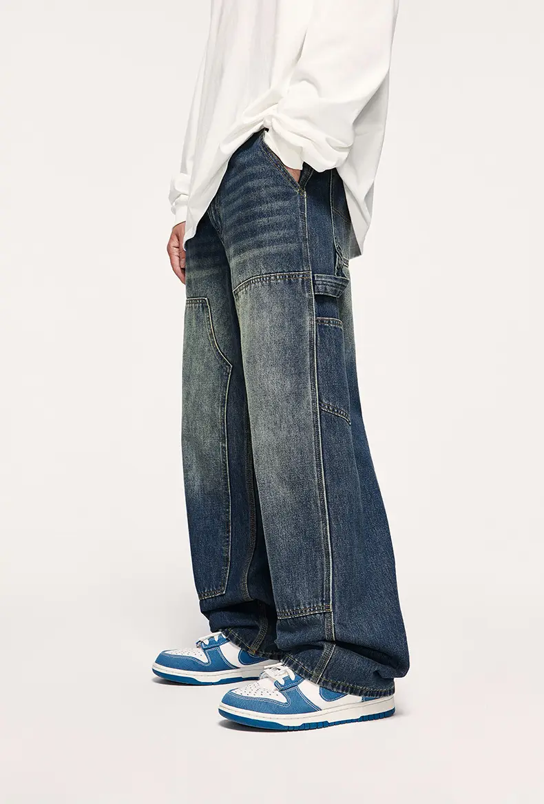 Vintage baggy straight leg jeans for street men