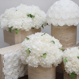 Centrotavola per Matrimoni, Bouquet di Fiori Naturali Eterni, Rose Bianche Immortali Conservate <span class=keywords><strong>in</strong></span> <span class=keywords><strong>Vaso</strong></span> di Travertino - Product Image 4