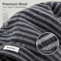 Bonnet en tricot ample doublé polaire rayé, chaud et décontracté pour l'hiver, idéal pour les trajets quotidiens et les activités de plein air