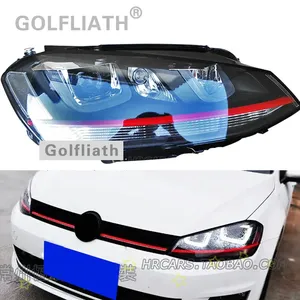 Doble U estilo raya roja LED faro DRL Luz de circolazione cion diurna lente bi xenon senal HID para Volk swagen Golf 7 MK7 - Product Image 5