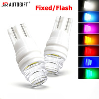 Ampoule LED Céramique T10 W5W 2835 3SMD 24V 12V à Effet Stroboscopique pour Plaque d'Immatriculation, Clignotant, Éclairage Latéral, Plafonnier de Voiture, Rouge Bleu