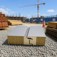 Panneau sandwich en laine de roche avec bordure en PU, classe A, ignifuge, panneau isolé PPGI pour structure en acier, mur et toit d'usine, isolation thermique