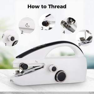 Mini machine à coudre électrique portable, blanc et noir, design compact, pour débutants, usage domestique - Product Image 5