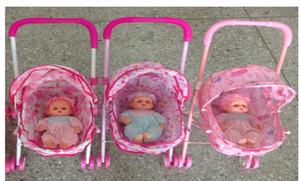 Passeggino per <span class=keywords><strong>Bambole</strong></span> Piccolo in Plastica <span class=keywords><strong>Rosa</strong></span> con Ruote Gonfiabili Giocattoli Educativi di Simulazione per Bambine Numero di Modello Modellazione - Product Image 3