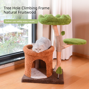 Árbol para Gatos <span class=keywords><strong>de</strong></span> Madera Maciza con Columna <span class=keywords><strong>de</strong></span> Sisal, Nido para Gatos, Diseño Compacto, Madera Natural, Estructura Grande para Escalar - Product Image 3