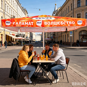 Parasol extérieur grand format 3m de la célèbre marque de limonade kazakhe <span class=keywords><strong>AVA</strong></span> Lemonade, idéal pour les restaurants d'hôtel, CIS Asie centrale - Product Image 5