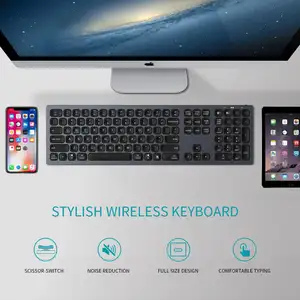 Tamanho completo de alumínio abs ducky multi dispositivo portátil bt, teclado para ipad 2022