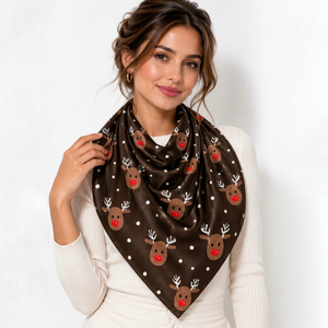 Womens <b>Christmas</b> Square <b>Scarf</b> Custom Xmas Printed Headscarf Soft Lightweight Holiday Fashion Digital Print OEM ODM Manufacturer - Product Image 1