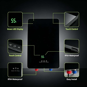 <span class=keywords><strong>Chauffe</strong></span>-<span class=keywords><strong>eau</strong></span> électrique instantané sans réservoir OEM ODM personnalisé, en verre noir avec LED verte, thermostatique, à fixation murale, pour hôtels et usines - Product Image 5