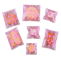 Sac à Bonbons Transparent à Fleurs de Cerisier 100 Pièces Auto-Adhésif Emballage Alimentaire en PP pour Gâteau Blanc Bonbons Sucrés