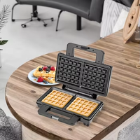 Mini gaufrier électrique antiadhésif avec plaque rotative en aluminium, contrôle automatique de la température et fonctions de brunissage pour le petit-déjeuner domestique