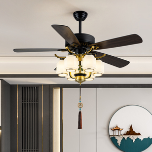 Mới Trung Quốc-phong cách trong nhà điều khiển từ xa trang trí ván ép/Kim loại lá 5-Blade 52-inch Đèn quạt trần - Product Image 1