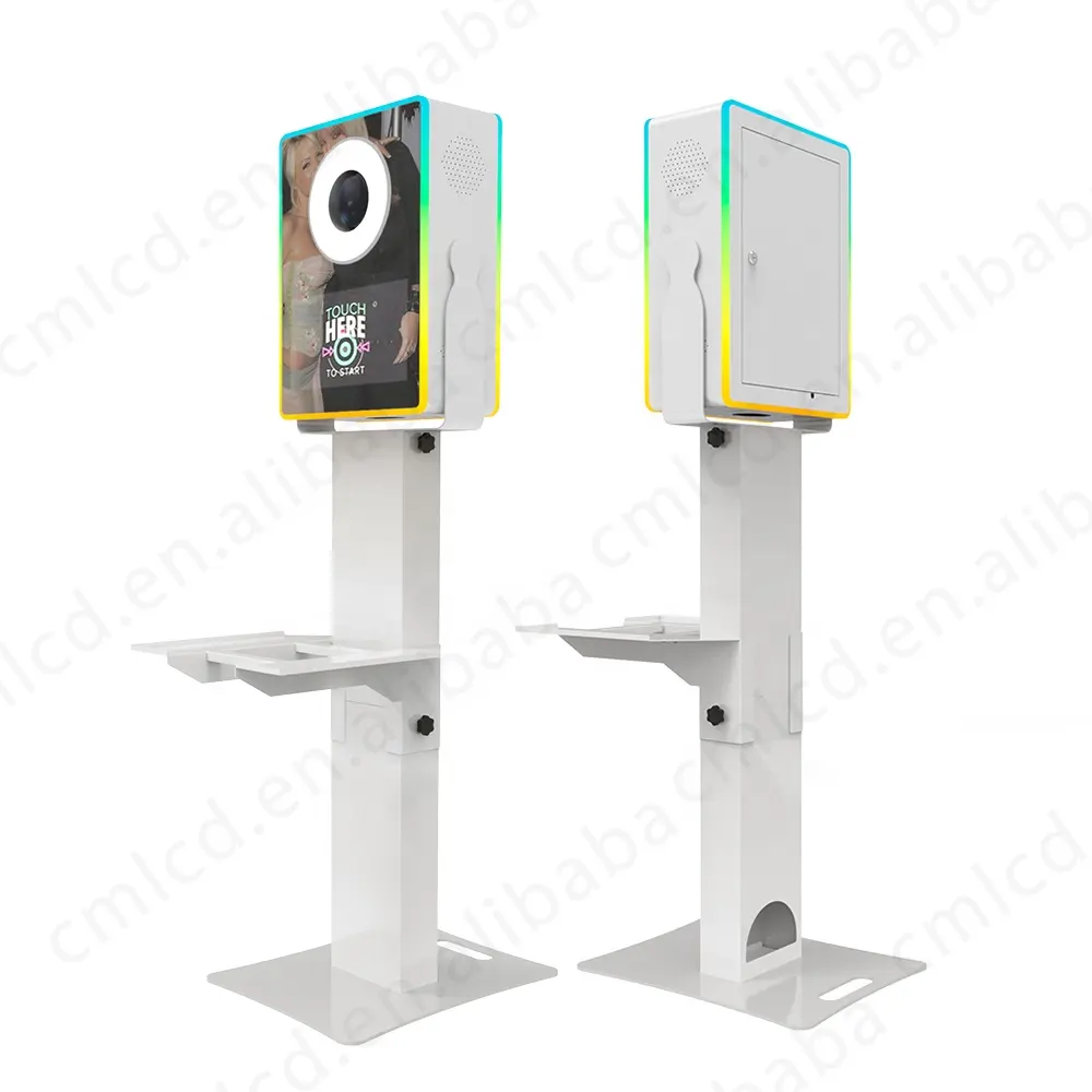 Draagbare Selfie Photobooth Machine Led Flash Ring Licht Stand Machine Kiosk Magische Spiegel Fotocabine Delen Op Sociale Media