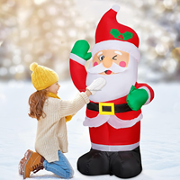 Père Noël gonflable de 7 pieds qui cligne et bouge, avec décoration de houx et lumière LED, pour la décoration de jardin, pelouse, maison, fête de Noël en extérieur