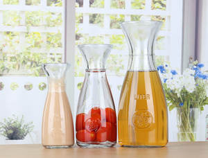 Bouteille de boisson en verre de 350 à 1000 ml, non plastique, style <span class=keywords><strong>turc</strong></span>, design rond, sérigraphie, origine Jiangsu - Product Image 3