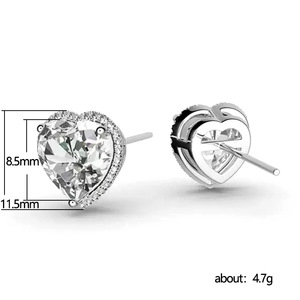 Orecchini a Perno a Forma di Cuore per Donne, Gioielli Eleganti e Scintillanti, Vendita all'Ingrosso - Product Image 5