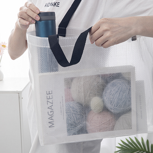 Custom Logo Clear Plastic Gift Packaging <b>Bag</b> Blank <b>Transparent</b> Washable Reusable PP Woven Shopping <b>Bag</b> for Business Personalized - Product Image 5