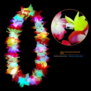 Colliers lumineux hawaïens LED, collier de fleurs lumineux, Luau, arc-en-ciel, <span class=keywords><strong>tropical</strong></span>, plage hawaïenne, fête, décorations de carnaval - Product Image 3