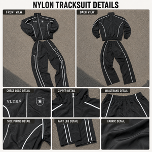 Tuta Sportiva OEM da Uomo con Logo Personalizzato, Design Nero Effetto Vissuto, Vestibilità Ampia, Giacca <span class=keywords><strong>a</strong></span> Vento in Nylon, Set Casual per Corsa e Sport - Product Image 3