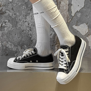 Classic <b>canvas</b> flat-top sneakers versatile breathable soft-soled women's low-top casual cloth shoes trendy shoes - Product Image 3