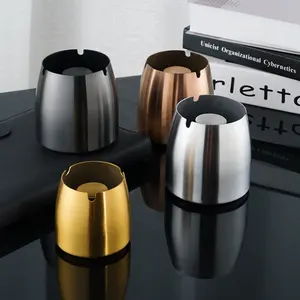 New Arrival Portable Ashtray Stainless Steel Ciga Car Ashtray Silver Black Gold Ash Tray Metal Custom Ashtray With Lid