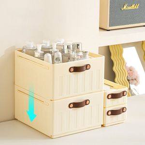 Boîte de rangement de cuisine pliable et rétractable avec poignée, organiseurs de tiroirs de bureau empilables en plastique pour armoire - Product Image 5