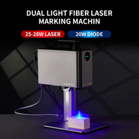 Graveur laser portable Lumitool F28 pour métal, bois, bijoux, acrylique, 28W fibre, 20W diode, machine de gravure laser double
