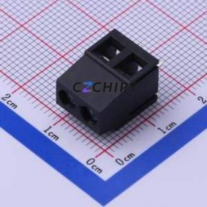 DB128L-5.08-2P-BK-S Screw Terminal Block Through hole Component (THT),P=5.08mm Connector 1x2P 5.08mm Black Through Hole - Product Image 1