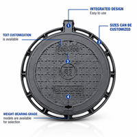 Couvercle de regard rond en fonte ductile EN124, robuste, antivol, étanche, verrouillable, pour égouts municipaux et drainage routier