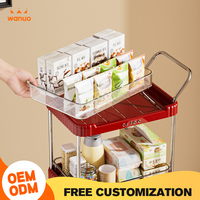 Chariot utilitaire roulant WANUO à 2/3/4 niveaux, chariot de rangement mobile avec plateau transparent pour collations, organisateur pour petits espaces