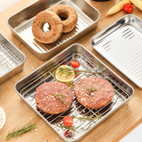 Grille de refroidissement rectangulaire en acier inoxydable pour four de cuisine, plaque de cuisson BBQ, bac de drainage d'huile, écologique et compatible lave-vaisselle