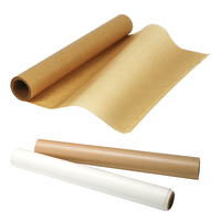Rouleau de papier sulfurisé pour la cuisson, feuilles de cuisson antiadhésives avec coupe-papier coulissant, cuisine pour la cuisson, le grillage, la cuisson à la vapeur, non blanchi