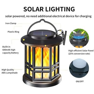 Ngoài trời năng lượng mặt trời đèn sân vườn không thấm nước năng lượng mặt trời đèn lồng với ngọn lửa nhấp nháy <span class=keywords><strong>LED</strong></span> cho cắm trại vườn trang trí nội thất nhà máy trực tiếp - Product Image 3